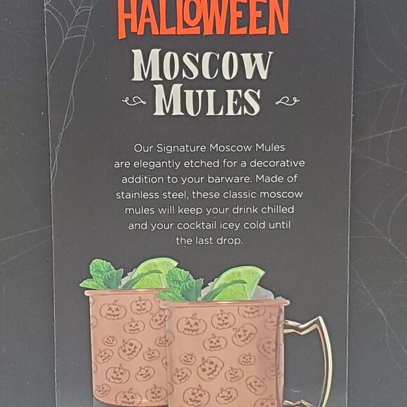 Halloween Moscow Mule Pumpkin Design Stainless Steel Cups/Mugs 20oz - x2 - New! - Picture 4 of 6